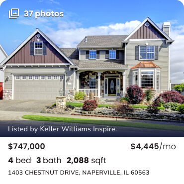Afordal listing card showing a 2 story, 4 bed, 3 bath home.